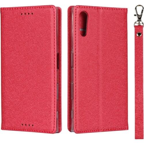 Silk Pattern PU Leather Case For Sony Xperia XZS Flip Stand Wallet Cover Card Pockets Lanyard cases