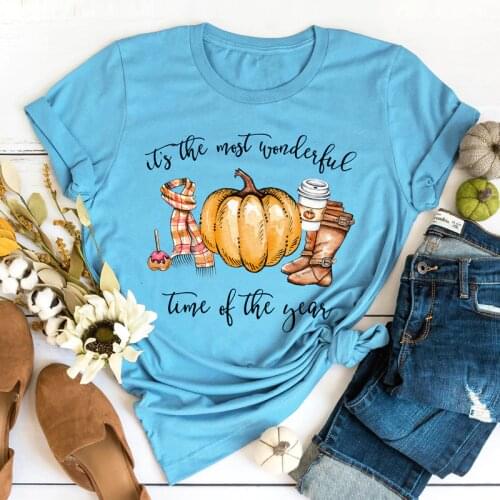 Colored Autumn Its The Most Wonderful Time Of The Year T-shirt Aesthetic Thanksgiving Tshirt Vintage Women Fall Pumpkin Tee Top