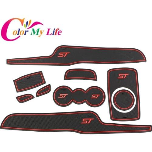 Color My Life Silicone Car Door Groove Mat Anti Slip Door Mats for Ford Fiesta 2009 2010 2011 2012 2013 2014 2015 Accessories