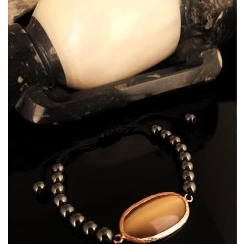 Dr Stone Natural Stone Women 'S Cat 'S Eye Stone Rose Gold Plated Bracelet 372888520