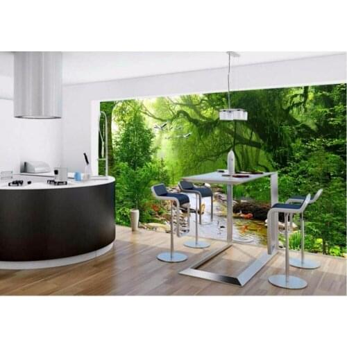 Custom photo 3d room wallpaper mural Water flows through the woods landscape painting 3d wall murals wallpaper for living room