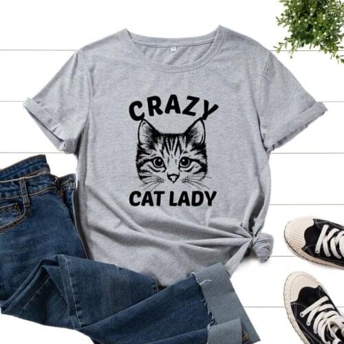 Summer Cotton 100% T-shirt Women Oversized Short Sleeve Cat Letter Printed Female Kawaii Fashion T Shirt Ladies Graphic Tee Tops