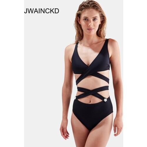 JWAINCKD 2019 New Swimsuit Black Hot Sexy High Waist Swimwear Womens Bikini Set High Sport Suit Bandage Biquini Mujer Swimming