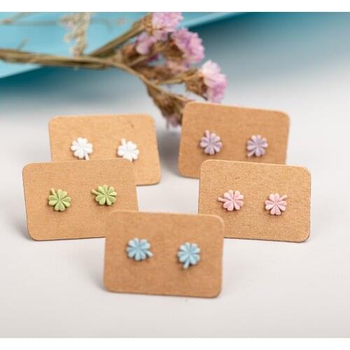 Forest Element Multicolor Small four-leaf Clover Ceramic Earrings Exquisite Porcelain Accessories Wholesale #LY217