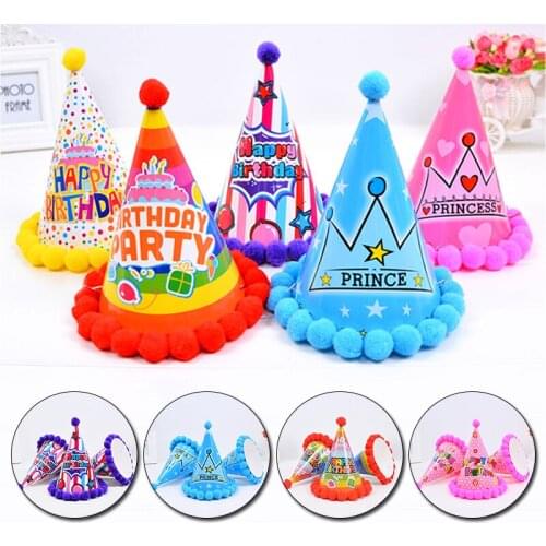 1PC Hot Sold Paper Cone Hats Dress Up Girls Boys Happy Birthday Party Handmade Fashion Cute Baby Kid Caps Decor Gifts Supplies