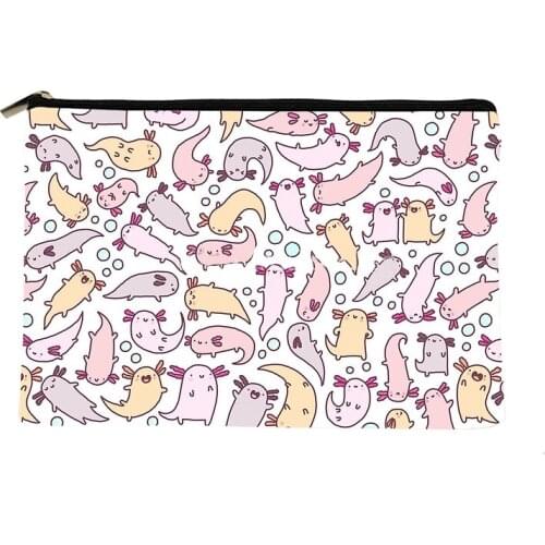 Women Adorable axolotls Printed Make up bag Fashion Women Cosmetics Organizer Bag for Travel Colorful Storage Bag for Lady Bag