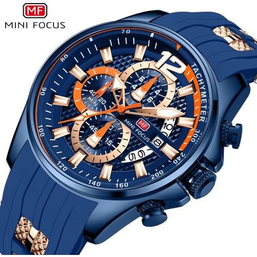 MINIFOCUS New Mens Casual Sports Watch Top Luxury Brand Male Watches Big Dial Waterproof Luminious Quartz Clock + Gift Box