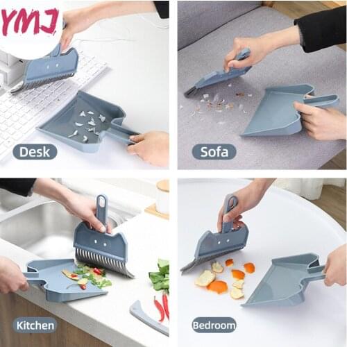 Mini Desktop Sweep Cleaning Brush Two-Pieces Set Keyboard Brush Small Broom Dustpan Set for Home School Office Clean Brush
