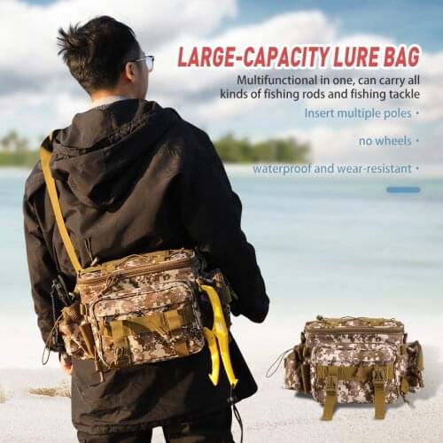 Multifunctional Waterproof Fishing Bag Fishing Waist Bag Tackle Fishing Lures Gear Storage Bag Shoulder Bag Canvas Waist Bag