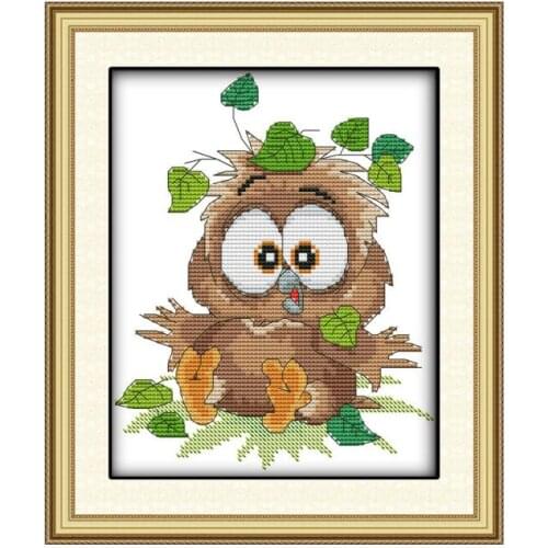 Joy Sunday Owl Baby Cross Stitch Kit Printed Chinese Embroidery Needlework 14CT Pattern DIY Decorations for Home for Gift Giving