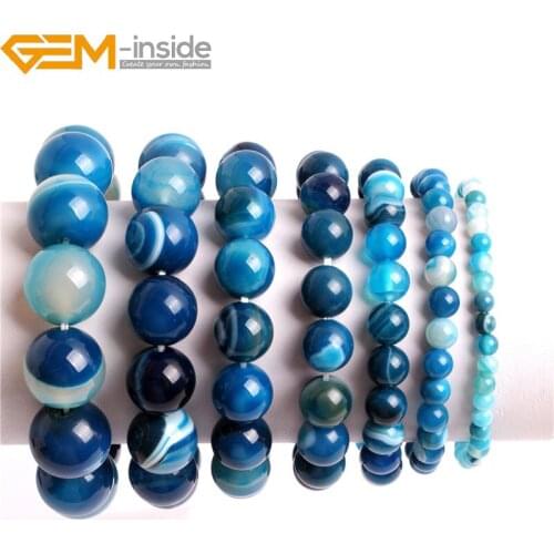 Natural Green Blue Sardonyx Agates Stone Energy Bracelets For Women Gifts 7.5 Inches Length