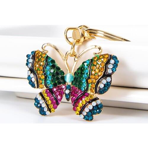 New Exquisite Diamond-studded Butterfly Keychain Gift Fine Lovely Key Decorative Hooks Accessories Animal Ornaments Hooks