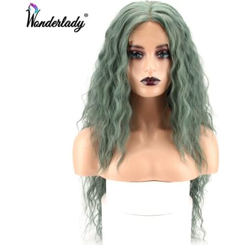 Long Hair Lace Wig WonderLady 26Inches Synthetic Lace Front Wig Middle Part Heat Resistant Fiber Hair For Women Afro Water Curly