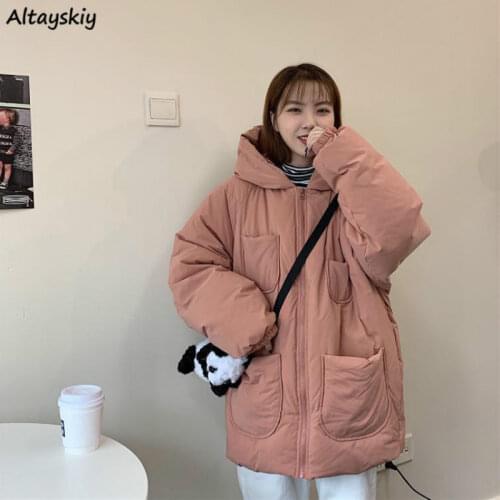 Parkas Women Winter Lovely Chic Soft Korean Thicker Ladies Outwear Coats Ins All-match Pink Oversized 3XL Daily Female Preppy