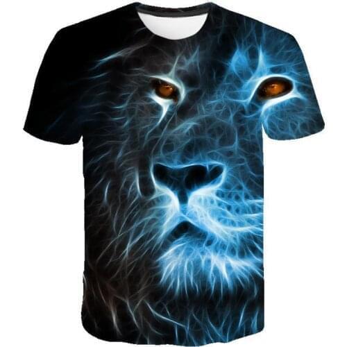 Hot summer mens t-shirt O-neck short-sleeved clothing animal lion 3D printed T-shirt large size mens T-shirt xxs-6xl