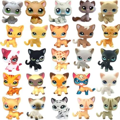 LPS CAT Rare Pet Shop Toys Mini Stands Short Hair Kitten Old Figures Collection Original Cute Animal