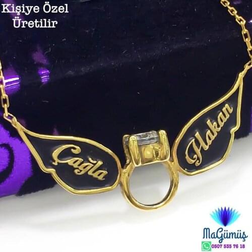 ANGEL WING 2 İSİM SILVER NECKLACE WONDERFUL