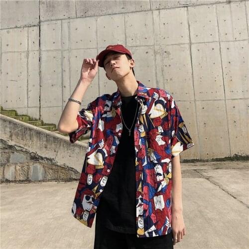 5 sleeve thin sunscreen mens net red 5 / 5 sleeve short sleeve shirt mens shirt Daopao fashion harajuku Hawaii shirts New Sale
