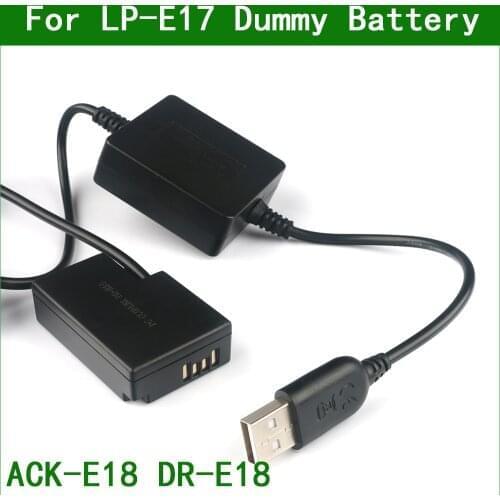 ACK-E18 DR-E18 Dummy Battery&DC Power Bank USB Cable for Canon EOS 200D II Rebel SL2 SL3 T6i T6s T7i T8i Kiss X8i X9 X9i X10