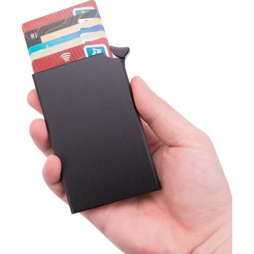 Pop-out Anti-theft ID Credit Card Holder Porte Carte Thin Aluminium Metal Wallets Pocket Case Bank Women Men Credit Card Box