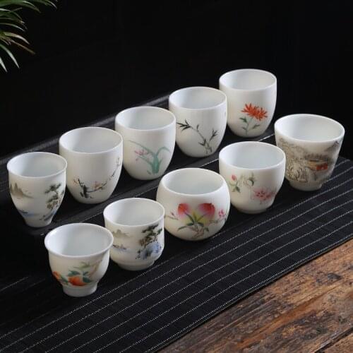 NEWYEARNEW 1piece Retro Ceramic Tea Wine Cup Set Accessorie Hand Painted Tableware Wedding Business Gift
