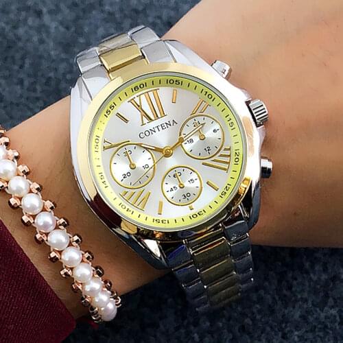 Contena Geneva Womens Watches Gold Watch Women 2021 Fashion Luxury Famous Top Brand Ladies Watch Female Clock Relogios Feminino
