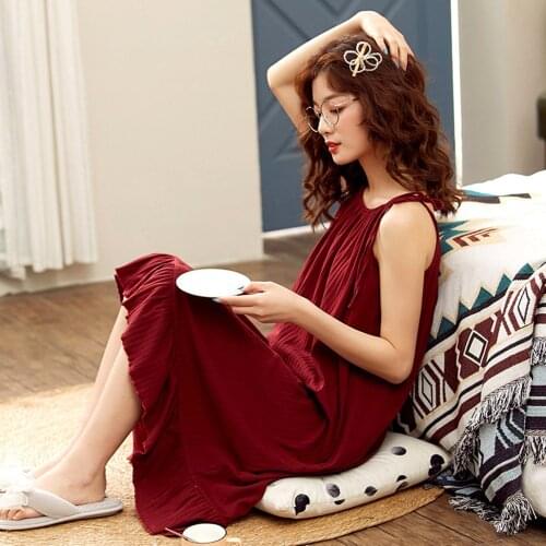 Fdfklak Plus Size Sleeping Dress Women Summer Sexy Nighty Nightwear Sleeveless Nightdress Women M-3XL Large Cotton Nightgowns
