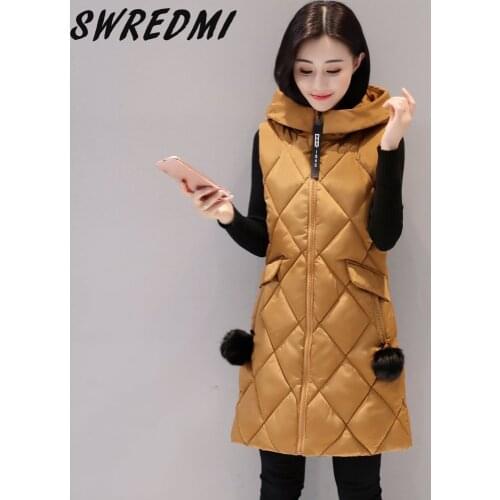 Winter Vest Women 2020 New Fashion Waistcoat Plus Size XXXL Slim Vests Hooded Cotton Warm Long Vest Female Sleeveless Coats