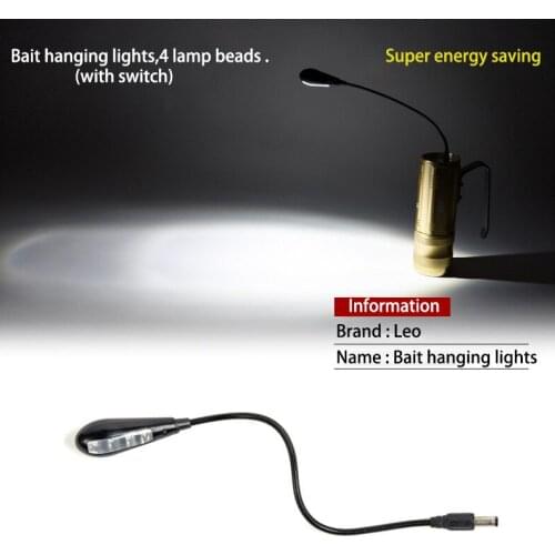 10pcs/lot Leo Bait Hanging Lights 27139 Wild Fishing Lights 4 Lamp Beads 5.5mm Interface 4.3V Night Fishing Accessories Pesca