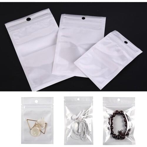 100Pcs Translucent Jewelry Bead Packaging Storage Bag Gift Holder Zipper Bag