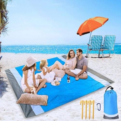 2M*2.1M Portable Beach Mat Pocket Camping Mat Folding Waterproof Beach Blanket Camping Ground Mats Mattress Outdoor Picnic Mats