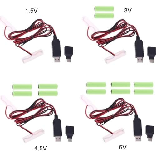 2in1 USB Type C to Dual LR6 AA Battery Eliminator Cable Can Replace 1-4pcs AA Battery for Christmas LED Light Walkie Talkie