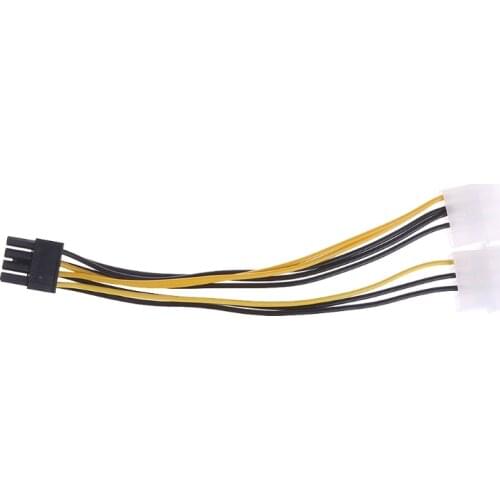 2x 4-Pin Molex LP4 To 8-Pin PCI Express Video Card ATX PSU Power Adapter Cable
