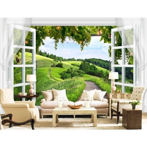 3d photo wallpaper High-end custom mural window grape rural painting background 3d wall murals wallpaper for living room decor