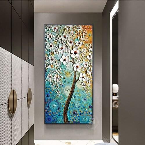 Abstract flower painting canvas art modern art for home wall decor Canvas Posters 100% Hand Painted tree painting vertical art