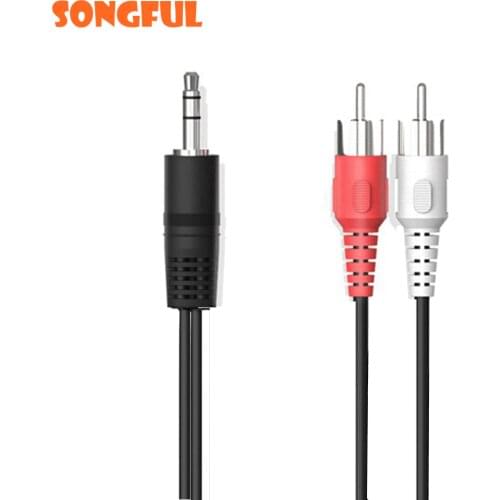 Audio Cable 3.5mm TRS Jack to 2 RCA Connector Male to Male AUX Stereo Audio Conversion Cable Splitter for Amplifier Phone Car 1m