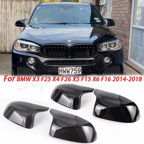 Auto Car Rear View Side Mirror Cover Trim for BMW F25 X3 F26 X4 F15 X5 F16 X6 14-18 Carbon Fiber Style