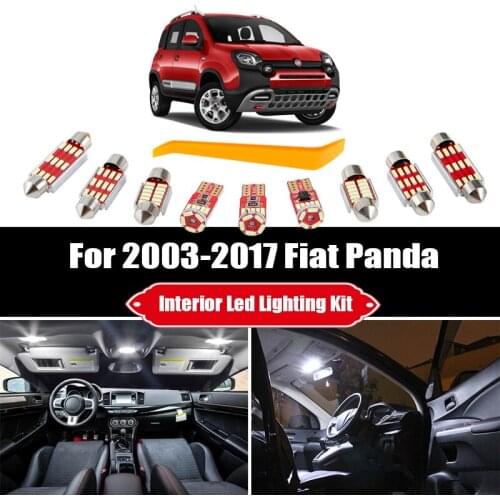 White Canbus Car Accessories LED Interior For Fiat Panda 2 3 II III 169 312 319 (2003-2017) Bulbs Reading Dome Map Light Kit