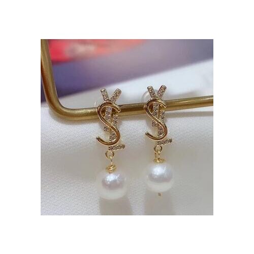 Noble jewelry Freshwater pearl Earrings 14K Gold S925 silver stud