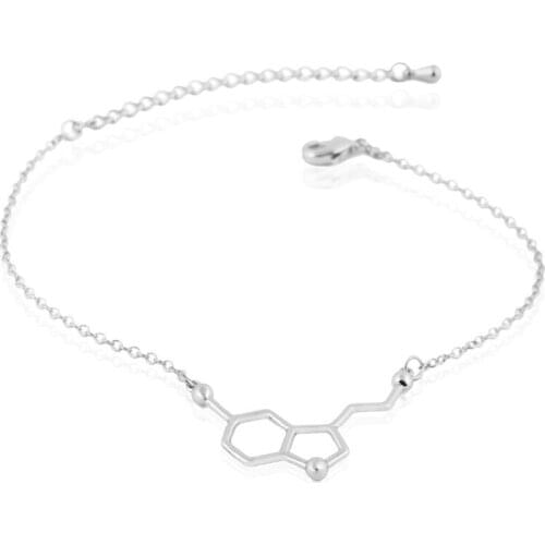 10Pcs/lot Fashion Women Bracelet Serotonin Molecule Chain Link Bracelet Chemical Structure Charm Bracelet Female Wedding Gifts