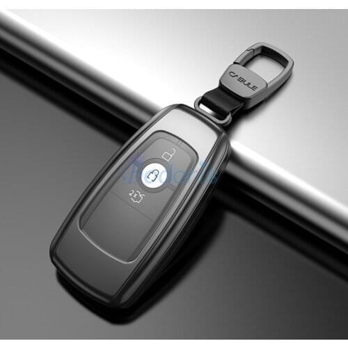 Full Cover Key Chains Case Ring Cover Gray Blue Silver Aluminium Alloy Car-styling For Ford Explorer 2020 2021 Auto Accessories