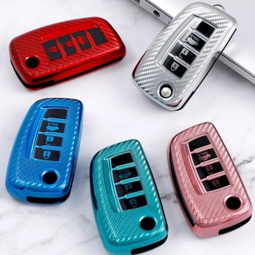 TPU Carbon Fiber Remote Key Case Cover for Nissan X-Trai Qashqai l T32 T31 Juke J10 J11 Kicks Tiida Pathfinder Note for Infiniti