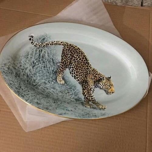 Jingdezheng Jungle Horse Series Decorative Plates European-Style Bone China Plant Flower Dish Craft Horse Garden Plants