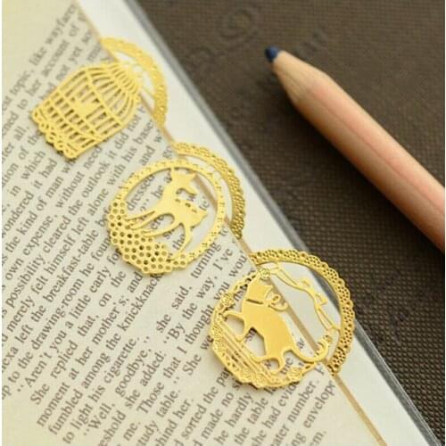 Dokibook 2pcs/ Lot New Cartoon Round Animal Metal Bookmark School Stationery Accessories Creative Cute Cilp Bookmarks