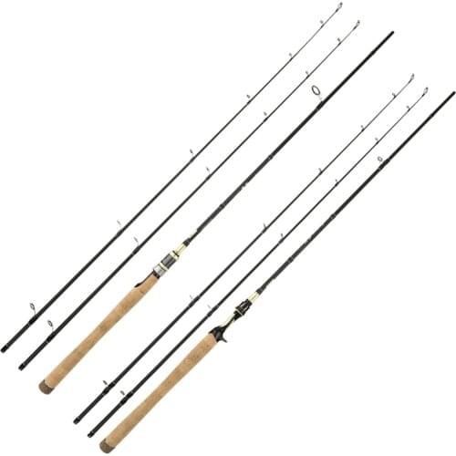 Travel Fishing Rod Spinning Casting 1.8/2.1/2.4m Carbon M MH Power 2 Sections 8-30g Lure Weight Ultra Light Baitcasting Reel Set