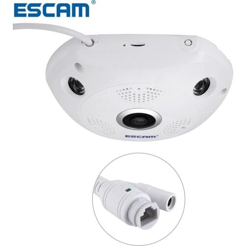 ESCAM Fisheye Camera Support VR Box QP180 Shark 960P IP WiFi Camera 1.3MP 360 Degree Panoramic Infrared Night Vision Camera