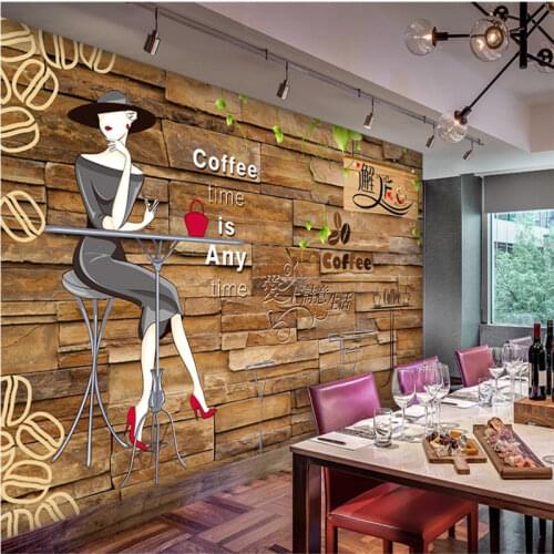 French Romance Retro Brick Wall Coffee Shop Industrial Decor Background Wall Mural Wallpaper 3D Cafe Restaurant Wall Paper 3D