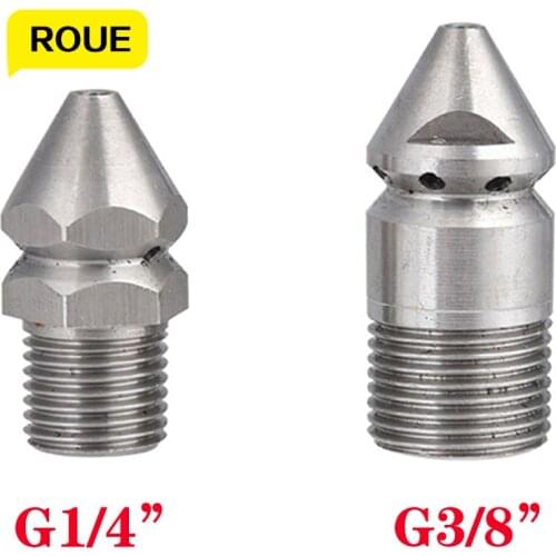 High-Pressure Sewer Cleaning Pipe Drain Nozzle Four-hole Jet 1/4" 3/8" Male Metal Material External Thread Cleaning Accessories
