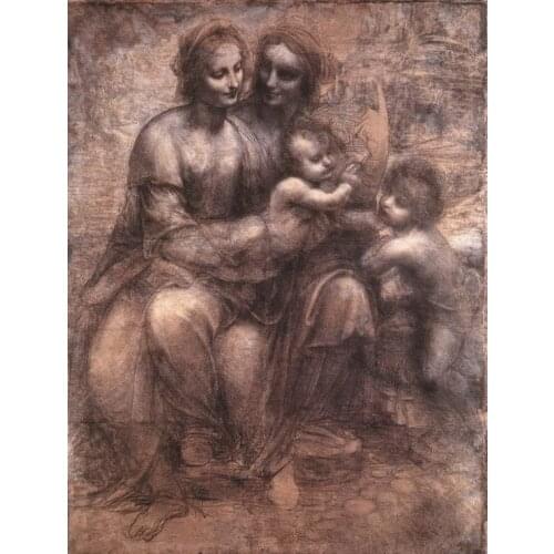Leonardo Da Vinci Oil Painting Reproduction,Virgin and Child reproduction, Fast Free Shipping, 100% Handmade
