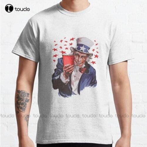 New Uncle Sam Solo Cup American College Party Drinking Alcohol Classic T-Shirt Cotton Tee Shirt anime shirt Unisex